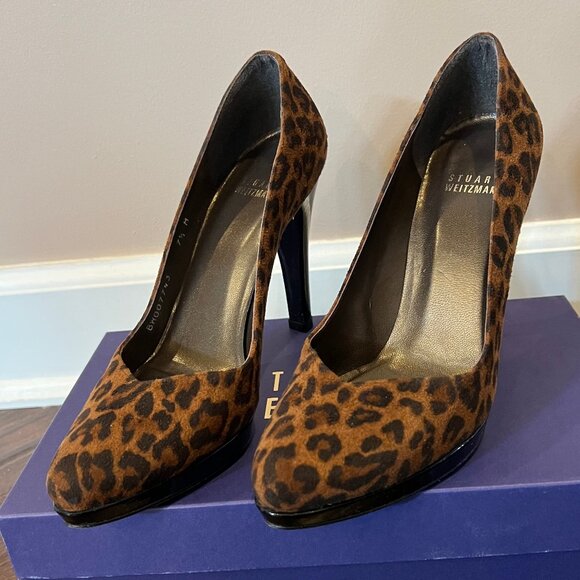 Stuart Weitzman Brandy Leo Ultrasuede Platform Heels  Size 7.5. NIB - Picture 1 of 7